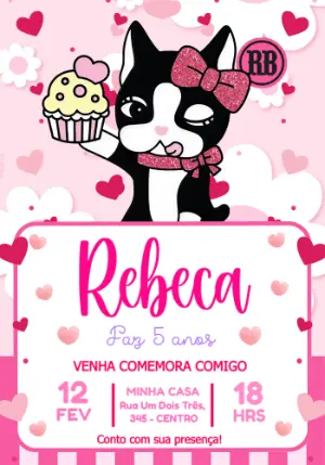 Convite de Aniversário Rebecca Bonbon Editável