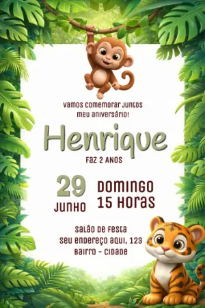 Animals Birthday Invitation – Static – Convite digital - Edite você mesmo