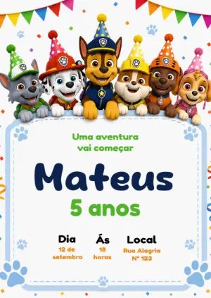 Invito di compleanno Paw Patrol – Statico – KC Design