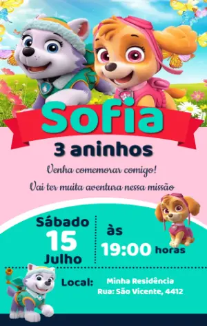 Invito di compleanno Paw Patrol – Statico – Color Art Studio