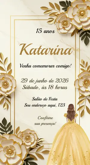 15岁生日邀请函 – 静态 – Convite digital - Edite você mesmo