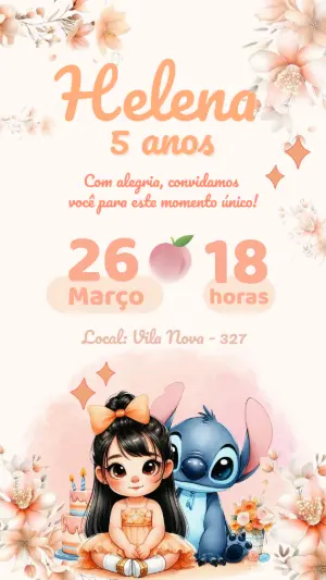 Stitch Birthday Invitation – Static – Color Art Studio
