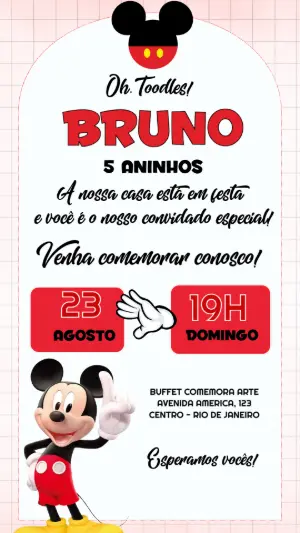 Mickey Mouse Birthday Invitation – Static – Felicity Artes