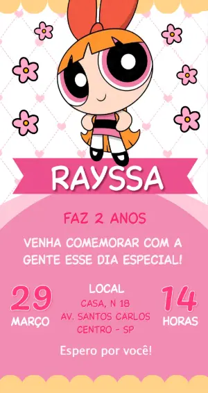 Convite Digital Aniversário Infantil Florzinha para Editar