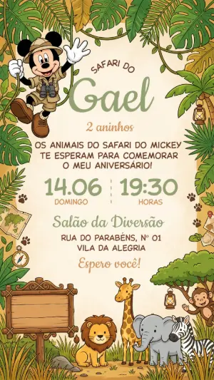 Safari Birthday Invitation – Static – Festôu Convites