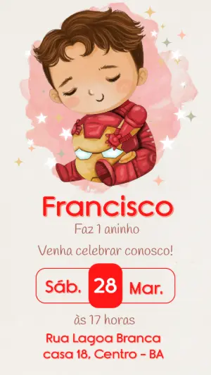 Convite de Aniversário Baby Homem de Ferro Fofo para Editar