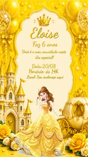 Invitación de cumpleaños Princesas – Estático – Laiane