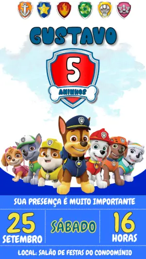 Invito di compleanno Paw Patrol – Statico – Victor designer