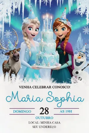 Convite de Aniversário Frozen Aventura Congelante Editável