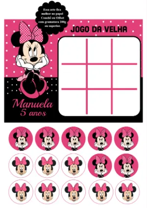 Jogo da Velha Minnie Mouse para Aniversário Editável Online
