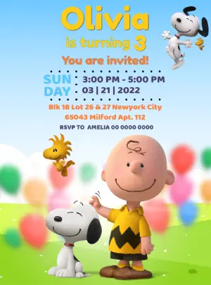 Snoopy & Friends Birthday Invitation to Edit Online