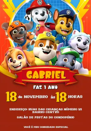 Invito di compleanno Paw Patrol – Statico – DL Design