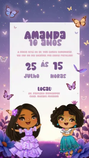 Convite Aniversário Encanto com Personagens para Editar Online