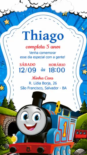 Convite de Aniversário Thomas e Seus Amigos para Editar