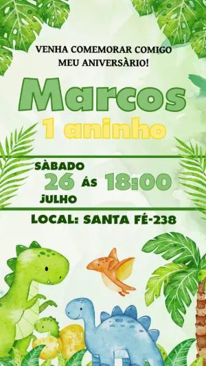 Invitación de cumpleaños Dinosaurio – Estático – Color Art Studio