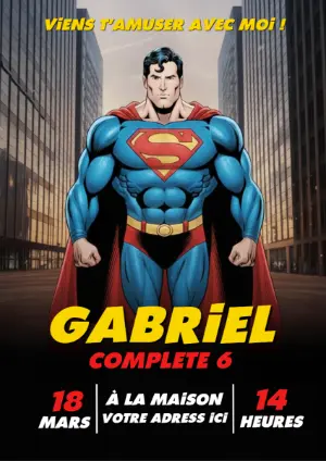 Invitation Anniversaire Superman Modèle Numérique à Modifier