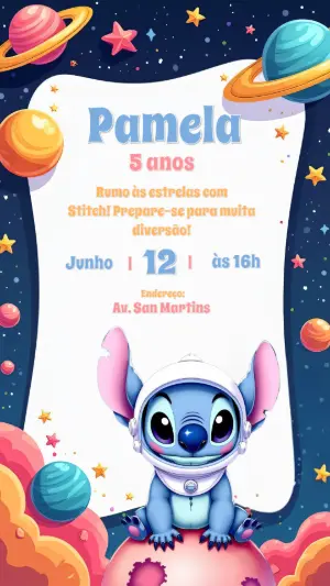 Invitación de cumpleaños Stitch – Estático – CollorGraph Convites