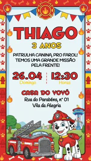 Invito di compleanno Paw Patrol – Statico – Festôu Convites