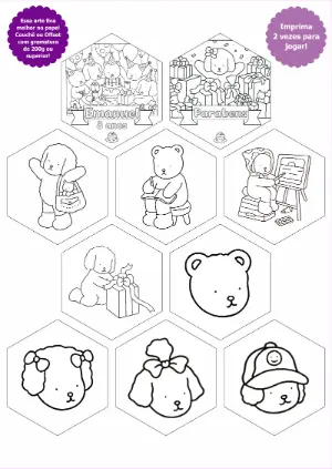 Jogo da Memória Aniversário de Bichinhos Fofos para Editar
