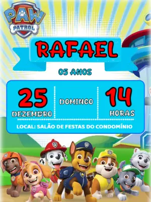 Invito di compleanno Paw Patrol – Statico – Victor designer