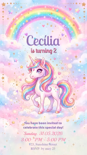 Magical Unicorn Birthday Invitation | Editable Template