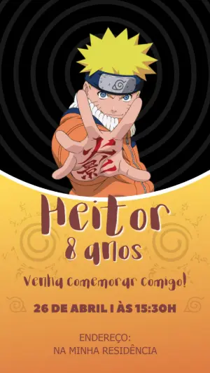 Convite de Aniversário Naruto Editável para Imprimir