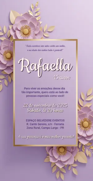 Quinceañera Invitation – Static – Convite digital - Edite você mesmo
