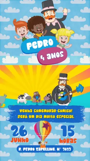 Convite Animado Aniversário Mundo Bita para Editar Online