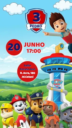 Invito di compleanno Paw Patrol – Statico – Maira Chediac