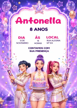 Invitation d'anniversaire KPop Demon Hunters – Statique – KC Design