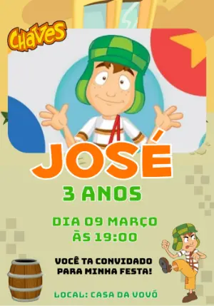 Convite de Aniversário Chaves Editável Online para Imprimir
