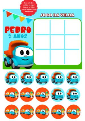 Jogo da Velha Léo o Caminhão para Lembrancinha Editável