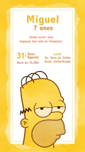 Convite de Aniversário Os Simpsons Homer para Editar Online