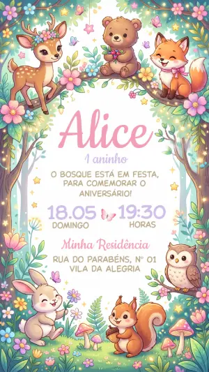 Animals Birthday Invitation – Static – Festôu Convites