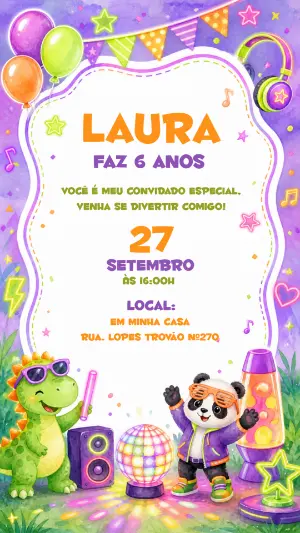 Invitación de cumpleaños Dinosaurio – Estático – CollorGraph EDITOR