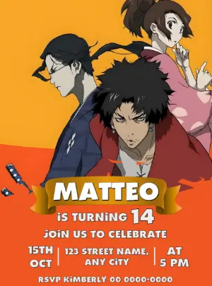 Samurai Champloo Anime Birthday Invitation Template