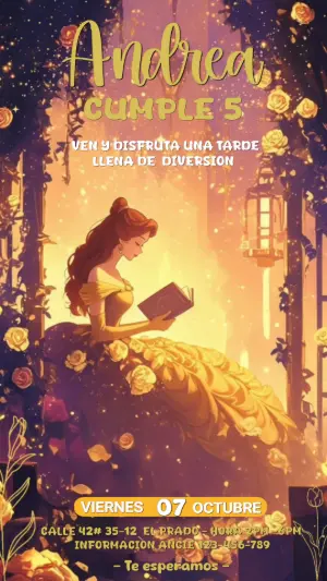 Video Invitación de Cumpleaños Princesa Bella para Editar