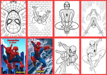 Livrinho de Colorir Homem-Aranha Editável para Aniversário