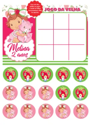 Jogo da Velha Moranguinho Baby para Aniversário Editável