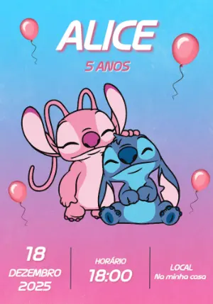Invitación de cumpleaños Stitch – Estático – Uilson Nóbrega da Silva Junior