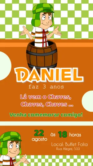 Convite Digital Aniversário do Chaves Modelo Editável