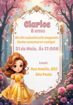 Invitación de cumpleaños Princesas – Estático – Convites Digitais Exclusivos