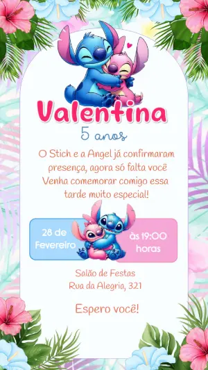 Invitación de cumpleaños Stitch – Estático – Felicity Artes