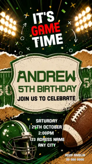 Game Time Football Birthday Invitation Editable Template