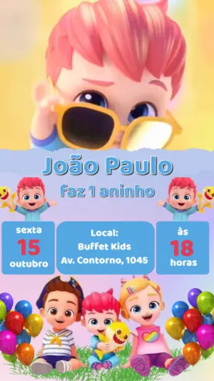 Convite Animado Bebefinn Aniversário para Editar Online
