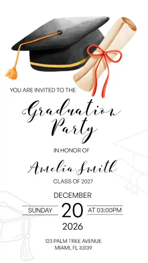 Elegant Watercolor Graduation Party Invitation Template
