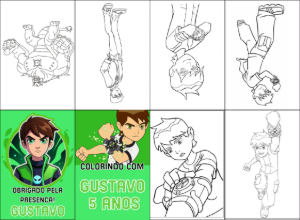 Mini Livro de Colorir Ben 10 Editável para Lembrancinha