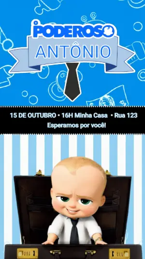 Convite Animado Poderoso Chefinho Falante para Aniversário