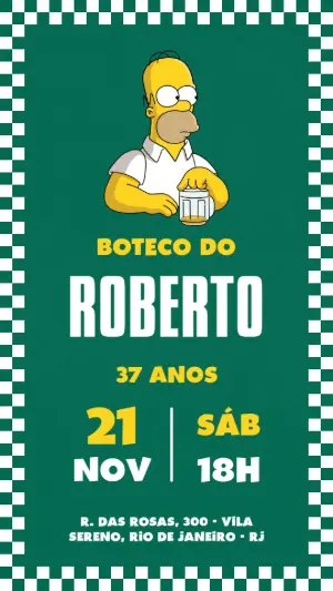 Convite Aniversário Boteco Homer Simpson para Editar Online