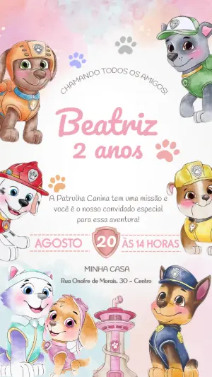 Invito di compleanno Paw Patrol – Statico – MR Produções